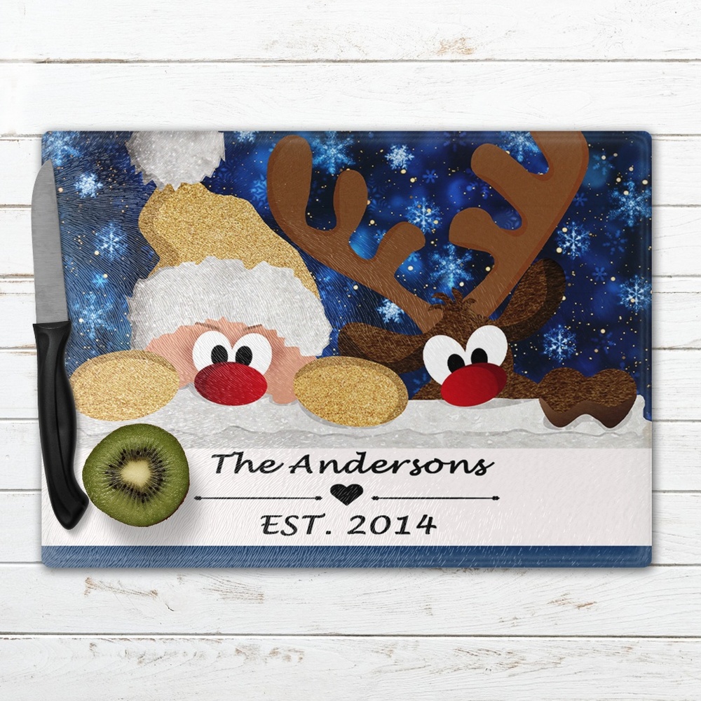 Personalized Holiday Glass Cutting Boards